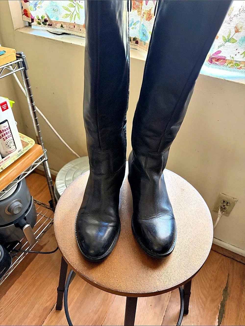 Franco Sarto Centina Black Leather Knee-High Boots US 9